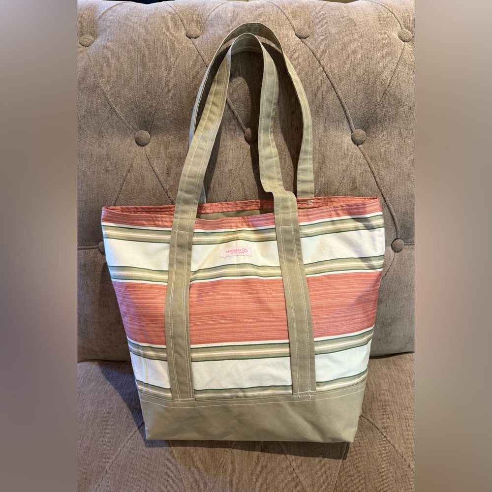 Hand Made With Love Brand Striped Tote Bag